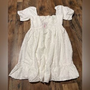 Chic White Eyelet Women's Dress